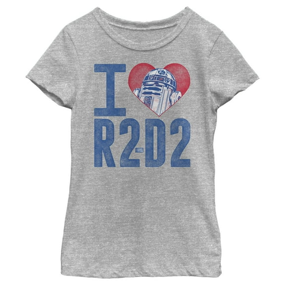 Girl's Star Wars I Love R2-D2  Graphic Tee Athletic Heather X Small