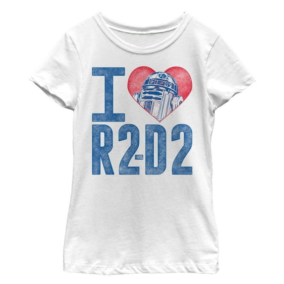 Girl's Star Wars I Love R2-D2 Graphic Tee White Medium