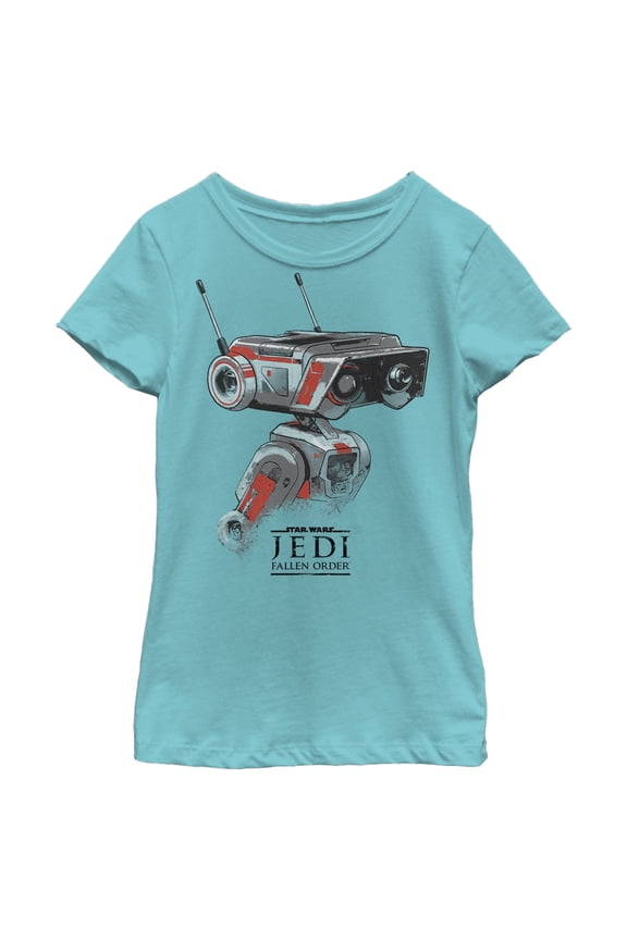 Girl's Star Wars Jedi: Fallen Order BD-1 Grunge  Graphic Tee Tahiti Blue Large