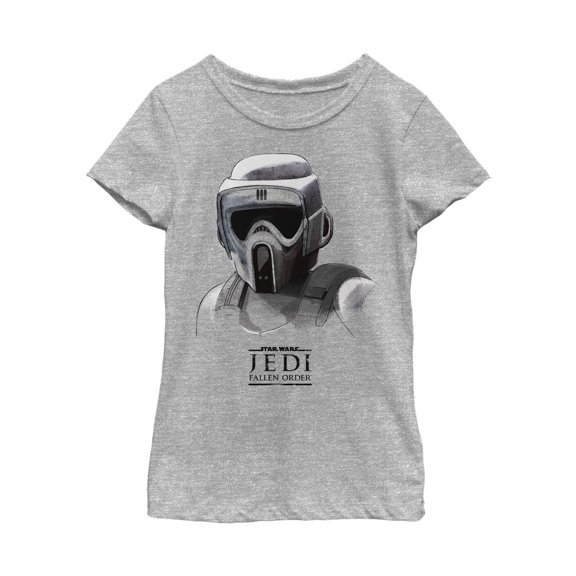 Girl's Star Wars Jedi: Fallen Order Grayscale Scout Trooper  Graphic Tee Athletic Heather X Small