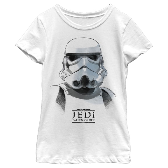 Girl's Star Wars Jedi: Fallen Order Stormtrooper Portrait Graphic Tee White Large
