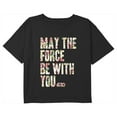 thumbnail image 1 of Girl's Star Wars May the Force Be With You Floral Quote Graphic Cropped T-Shirt Black X Small, 1 of 3
