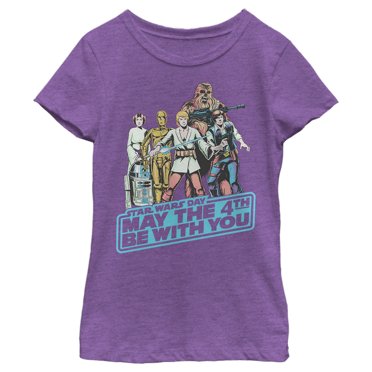 Girl's Star Wars May the Fourth Classic Poster  Graphic Tee Purple Berry Medium