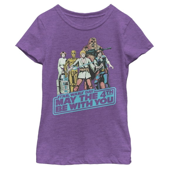 Girl's Star Wars May the Fourth Classic Poster  Graphic Tee Purple Berry X Small