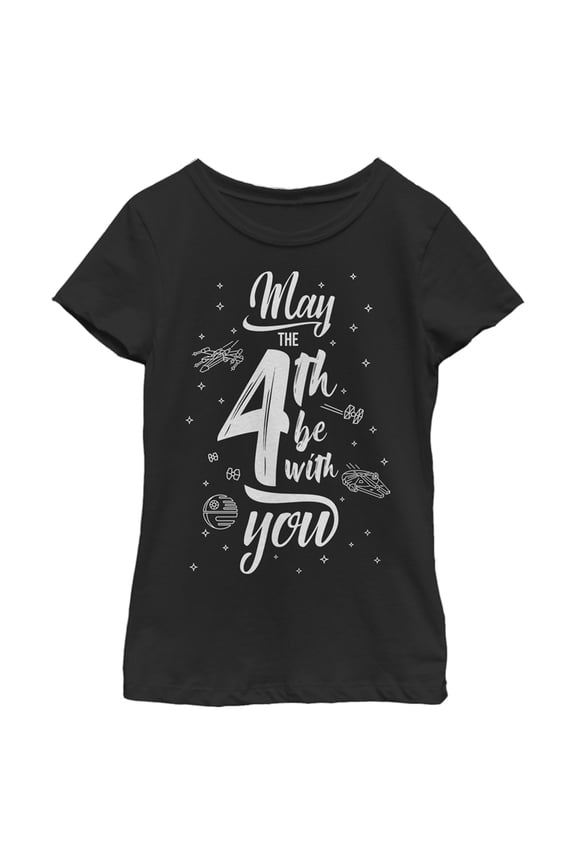 Girl's Star Wars May the Fourth Starry Icons Graphic Tee Black X Small