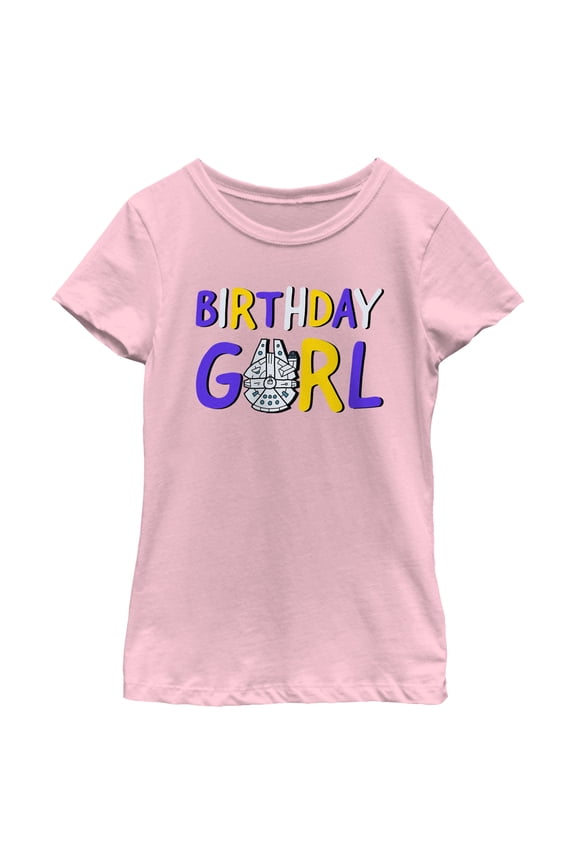 Girl's Star Wars Millennium Falcon Birthday Girl Graphic T-Shirt