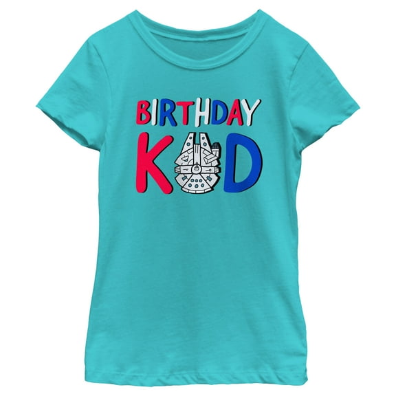 Girl's Star Wars Millennium Falcon Birthday Kid  Graphic T-Shirt