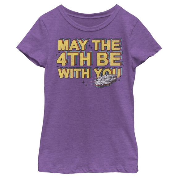 Girl's Star Wars Millennium Falcon May the 4th Be With You  Graphic Tee Purple Berry X Small