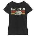 thumbnail image 1 of Girl's Star Wars Millennium Falcon Retro Stripes Graphic Tee Black X Large, 1 of 3