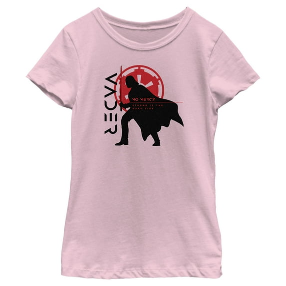 Girl's Star Wars: Obi-Wan Kenobi Darth Vader No Mercy Silhouette Graphic Tee Light Pink X Small