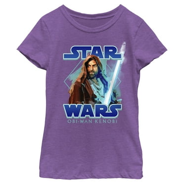 Girl's Star Wars: Obi-Wan Kenobi Jedi Lightsaber with Brushstroke Kenobi  Graphic Tee Purple Berry Medium