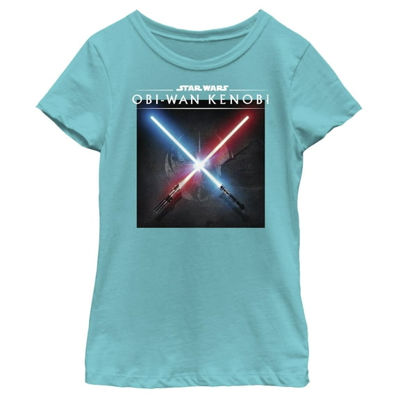 Girl's Star Wars: Obi-Wan Kenobi Lightsaber Dark Side vs Jedi Clash Graphic Tee Tahiti Blue X Large