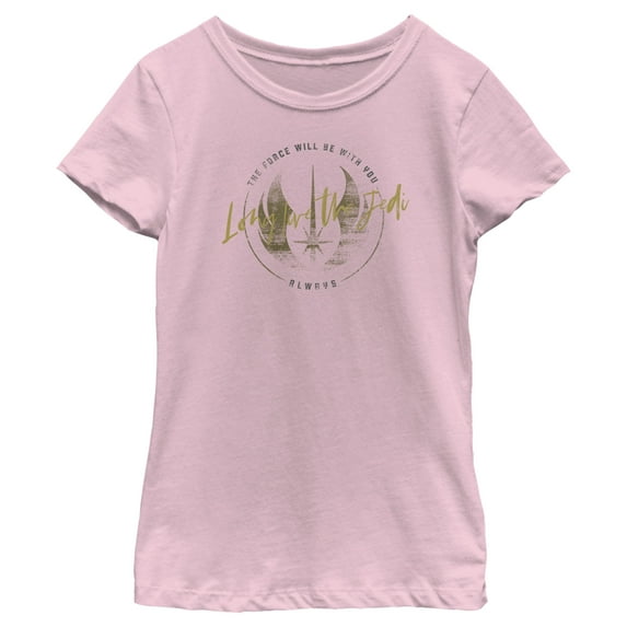 Girl's Star Wars: Obi-Wan Kenobi Long Live the Jedi Vintage Crest  Graphic Tee Light Pink Large