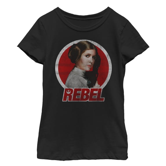 Girl's Star Wars Princess Leia Retro Rebel Graphic Tee Black X Small