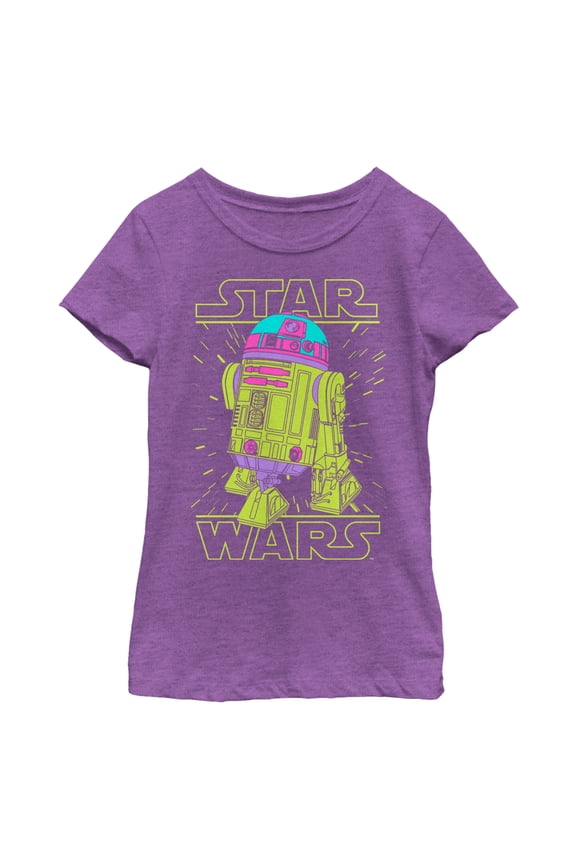 Girl's Star Wars R2-D2 Lines  Graphic Tee Purple Berry Large