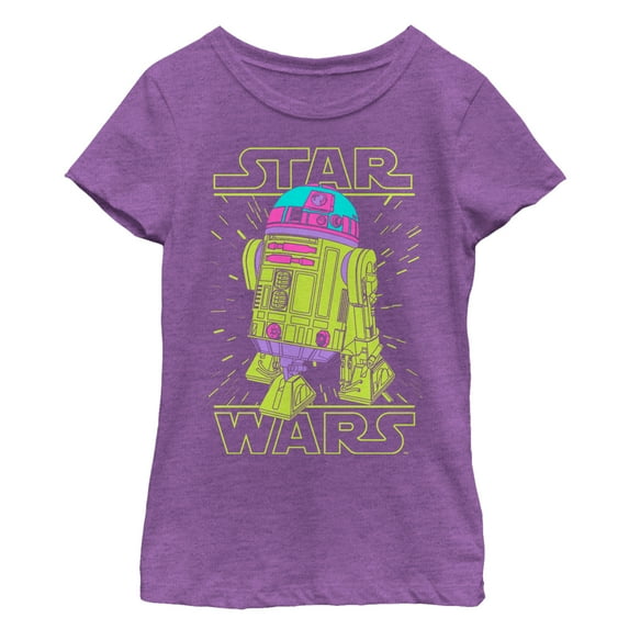 Girl's Star Wars R2-D2 Lines Graphic Tee Purple Berry Medium
