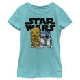 thumbnail image 1 of Girl's Star Wars R2-D2 and C-3PO Cute  Graphic Tee Tahiti Blue Large, 1 of 3
