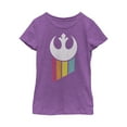 thumbnail image 1 of Girl's Star Wars Rebel Rainbow Emblem  Graphic Tee Purple Berry Medium, 1 of 3