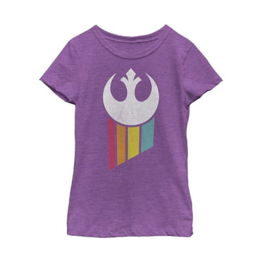Girl's Star Wars Rebel Rainbow Emblem  Graphic Tee Purple Berry Small