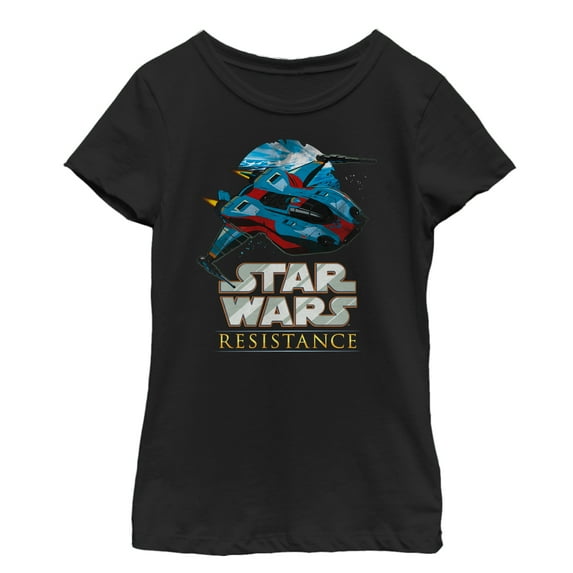 Girl's Star Wars Resistance Ace Flight Graphic Tee Black Large