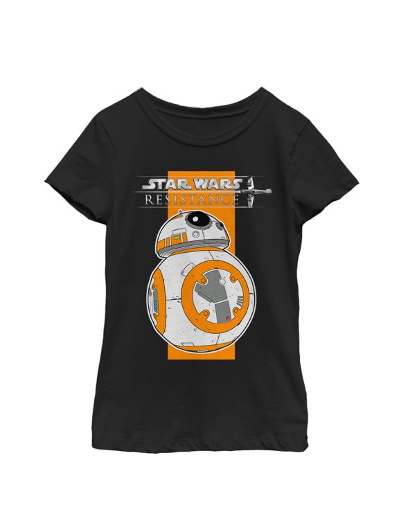 Girl's Star Wars Resistance BB-8 Logo Graphic Tee Black Large