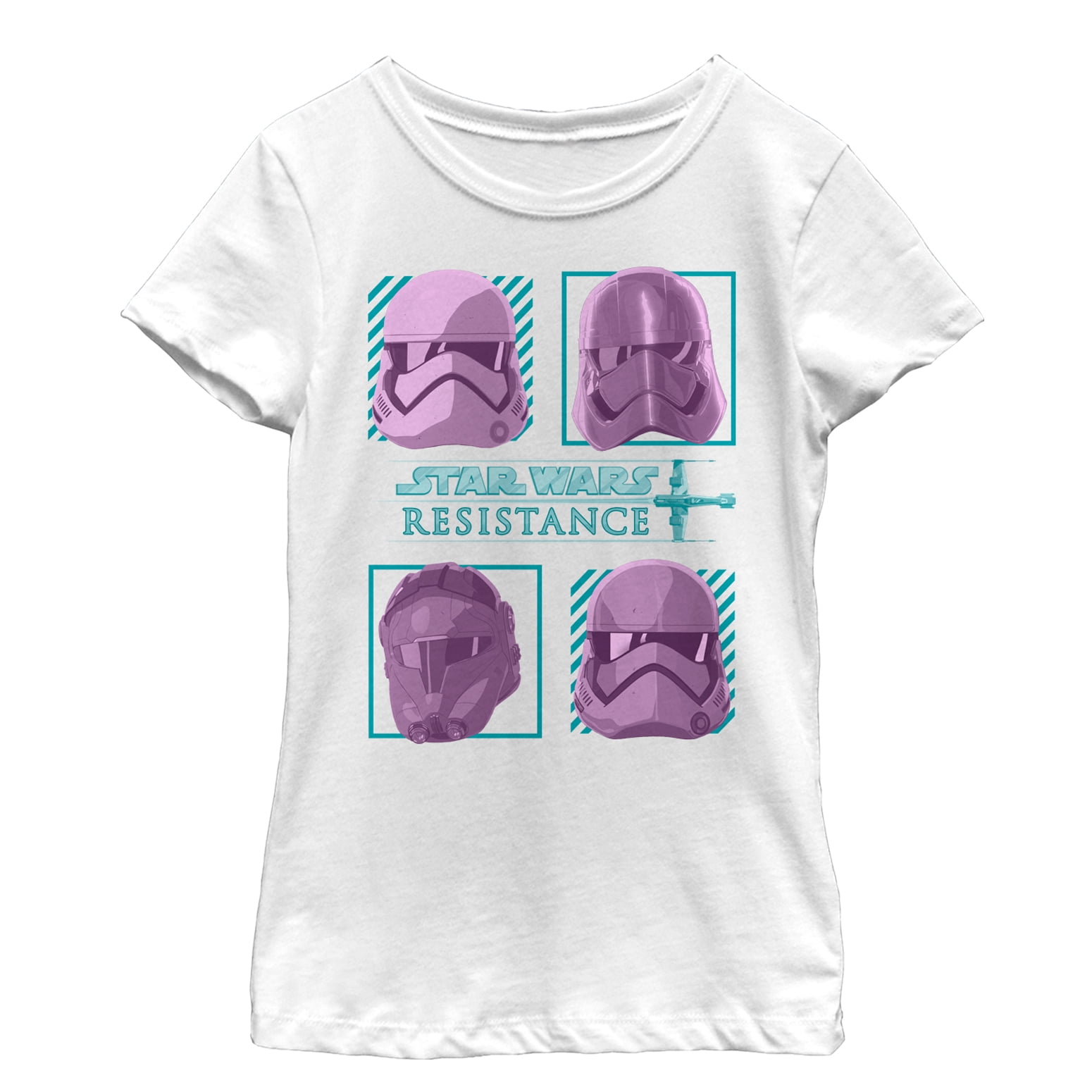 Girl's Star Wars Resistance First Order Helmets Graphic Tee White Large ...