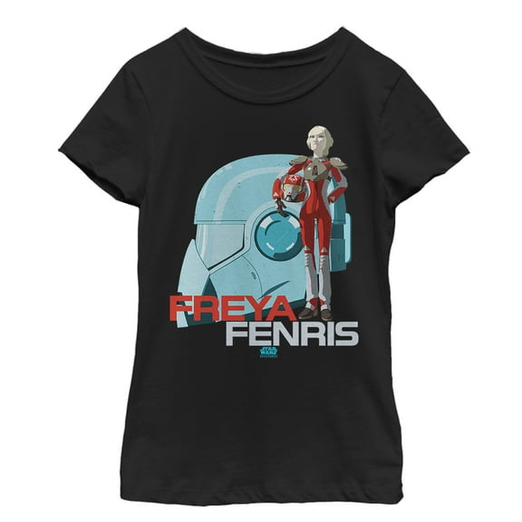 Girl's Star Wars Resistance Freya Fenris Helmet Graphic Tee Black Medium