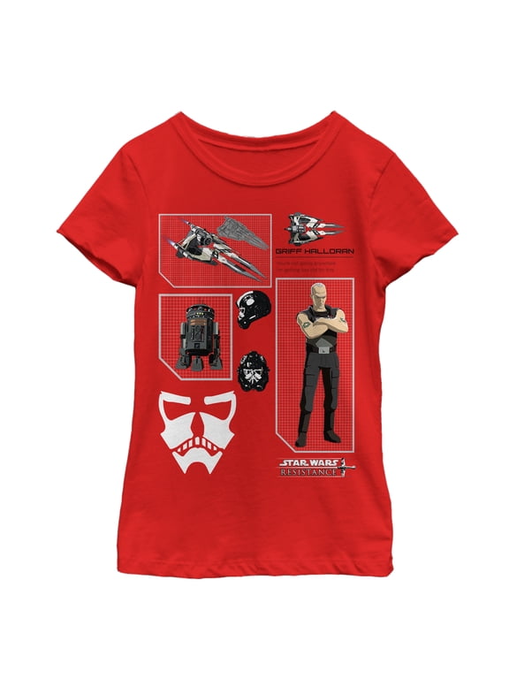 Girl's Star Wars Resistance Griff Profile Graphic Tee Red X Large