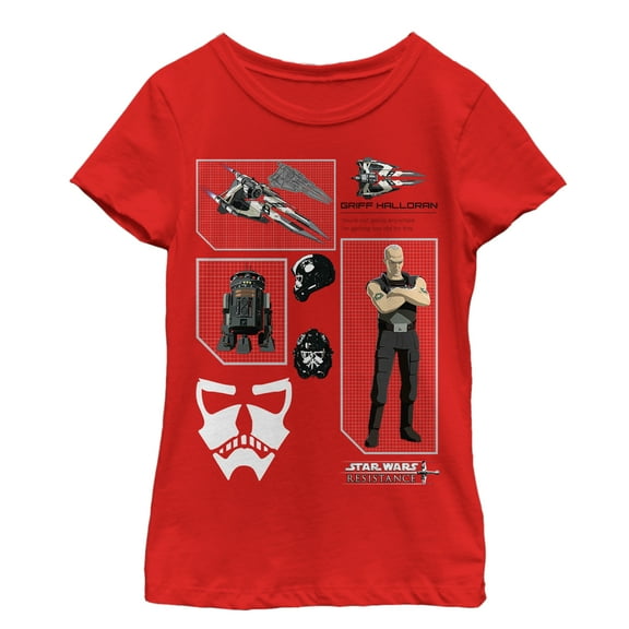 Girl's Star Wars Resistance Griff Profile  Graphic Tee Red X Small