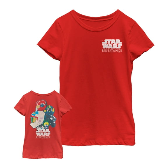Girl's Star Wars Resistance Pilot Helmet Collage  Graphic Tee Red Small