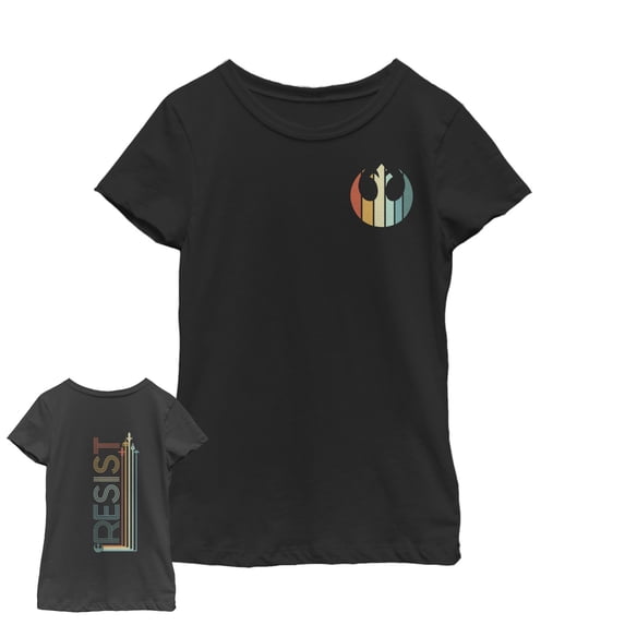Girl's Star Wars Resistance Rainbow Rebel Symbol Graphic Tee Black Medium