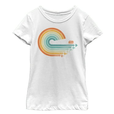 Girl's Star Wars Resistance Retro Ship Streaks  Graphic Tee White Medium