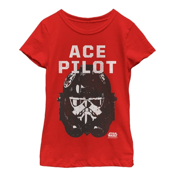 Girl's Star Wars Resistance Stormtrooper Helmet Graphic Tee Red Small