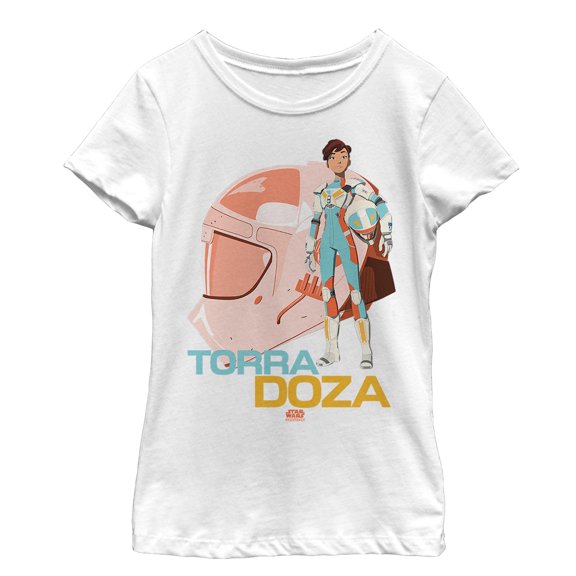 Girl's Star Wars Resistance Torra Doza Helmet  Graphic Tee White Large