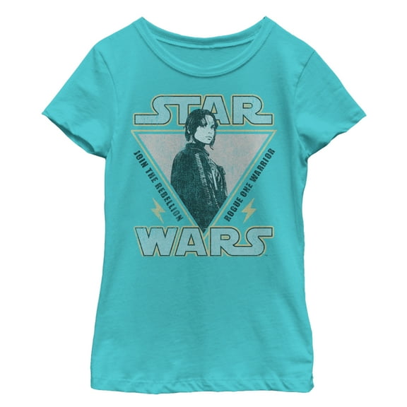 Girl's Star Wars Rogue One Jyn Triangle  Graphic Tee Tahiti Blue X Small