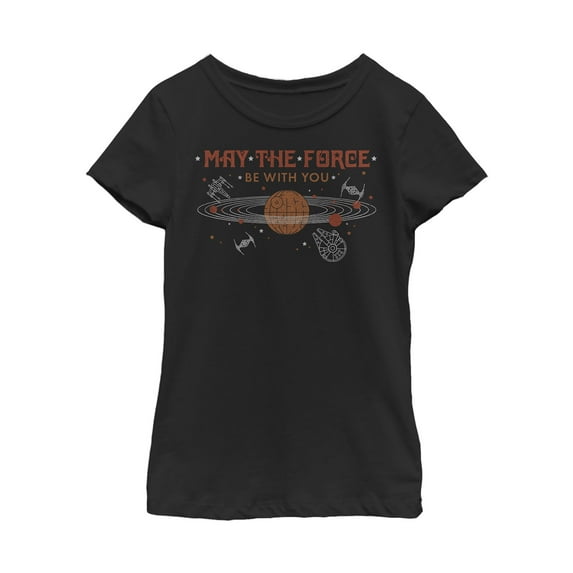 Girl's Star Wars Solar System of Force Graphic Tee Black Small