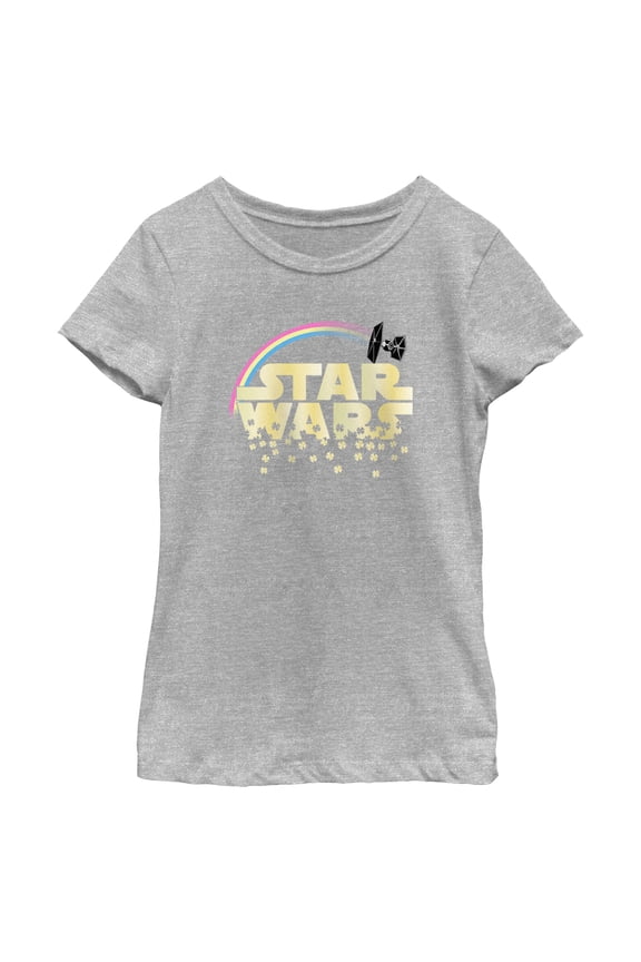Girl's Star Wars St. Patrick's Day Classic Clover Logo  Graphic Tee Athletic Heather Medium