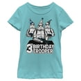 thumbnail image 1 of Girl's Star Wars Stormtrooper Party Hats Trio 3rd Birthday Trooper  Graphic Tee Tahiti Blue X Small, 1 of 3