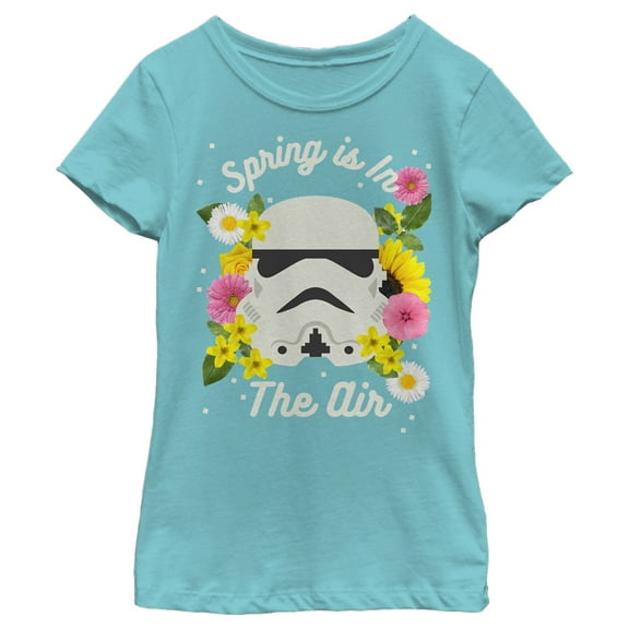 Girl's Star Wars Stormtrooper Spring is in the Air  Graphic Tee Tahiti Blue Large