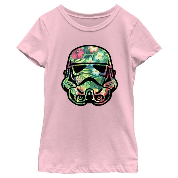 Girl's Star Wars Stormtrooper Tropical Portrait  Graphic Tee Light Pink X Large