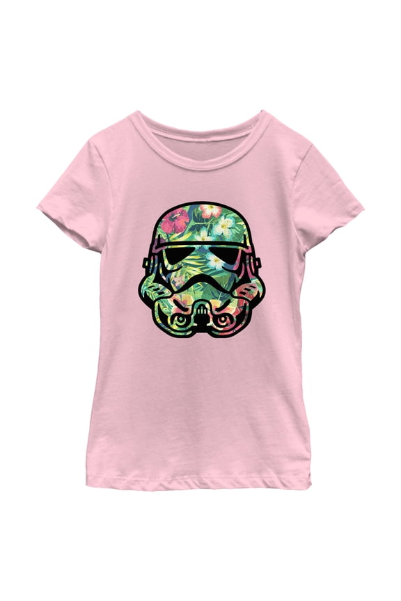 Girl's Star Wars Stormtrooper Tropical Portrait Graphic Tee Light Pink X Large