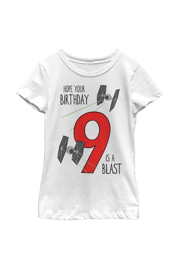 Girl's Star Wars TIE Fighter 9th Birthday Blast Graphic T-Shirt