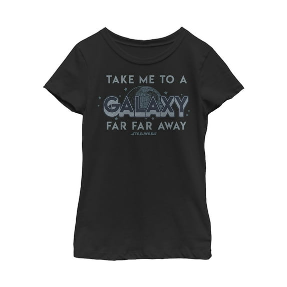 Girl's Star Wars Take Me to a Far Away Galaxy Graphic Tee Black Large