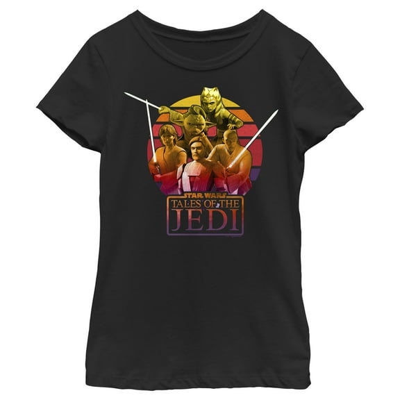 Girl's Star Wars: Tales of the Jedi Ombre Group Graphic Tee Black Small