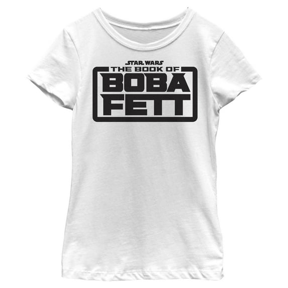 Girl's Star Wars: The Book of Boba Fett Black Logo Graphic Tee White Small