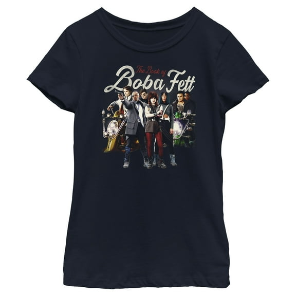 Girl's Star Wars: The Book of Boba Fett Drash and Skad New Security Team  Graphic Tee Navy Blue X Small