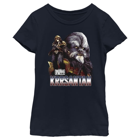 Girl's Star Wars: The Book of Boba Fett Krrsantan the Wookiee The Twins Protector Graphic Tee Navy Blue X Large