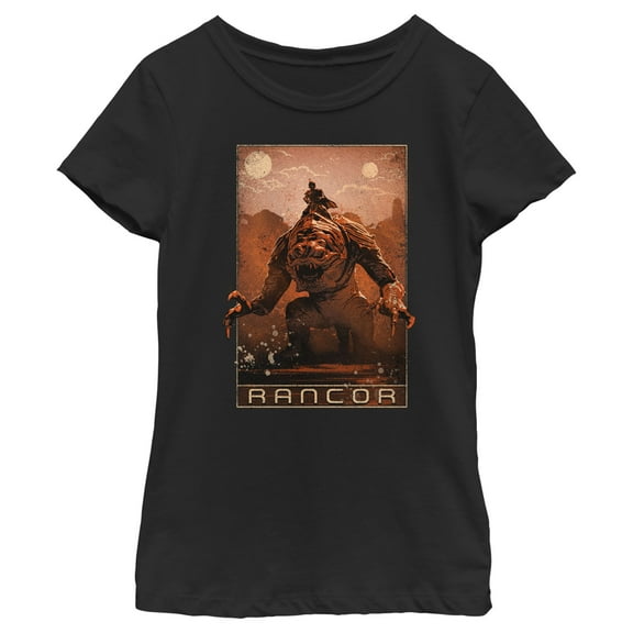 Girl's Star Wars: The Book of Boba Fett Rancor on the Loose Graphic Tee Black Medium