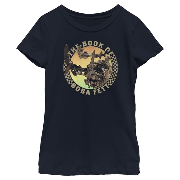 Girl's Star Wars: The Book of Boba Fett Tusken Raiders on Speeders Graphic Tee Navy Blue Medium