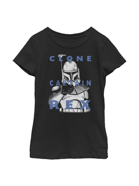 Girl's Star Wars: The Clone Wars Captain Rex Text Overlay Graphic Tee Black X Large